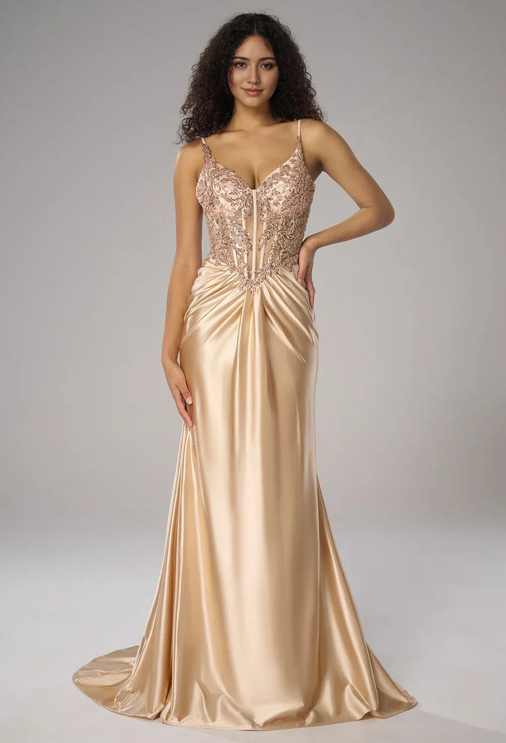 Mermaid V-Neck Floor Length Spaghetti Straps Prom Dresses Sleeveless Off the Shoulder Evening Dresses Price