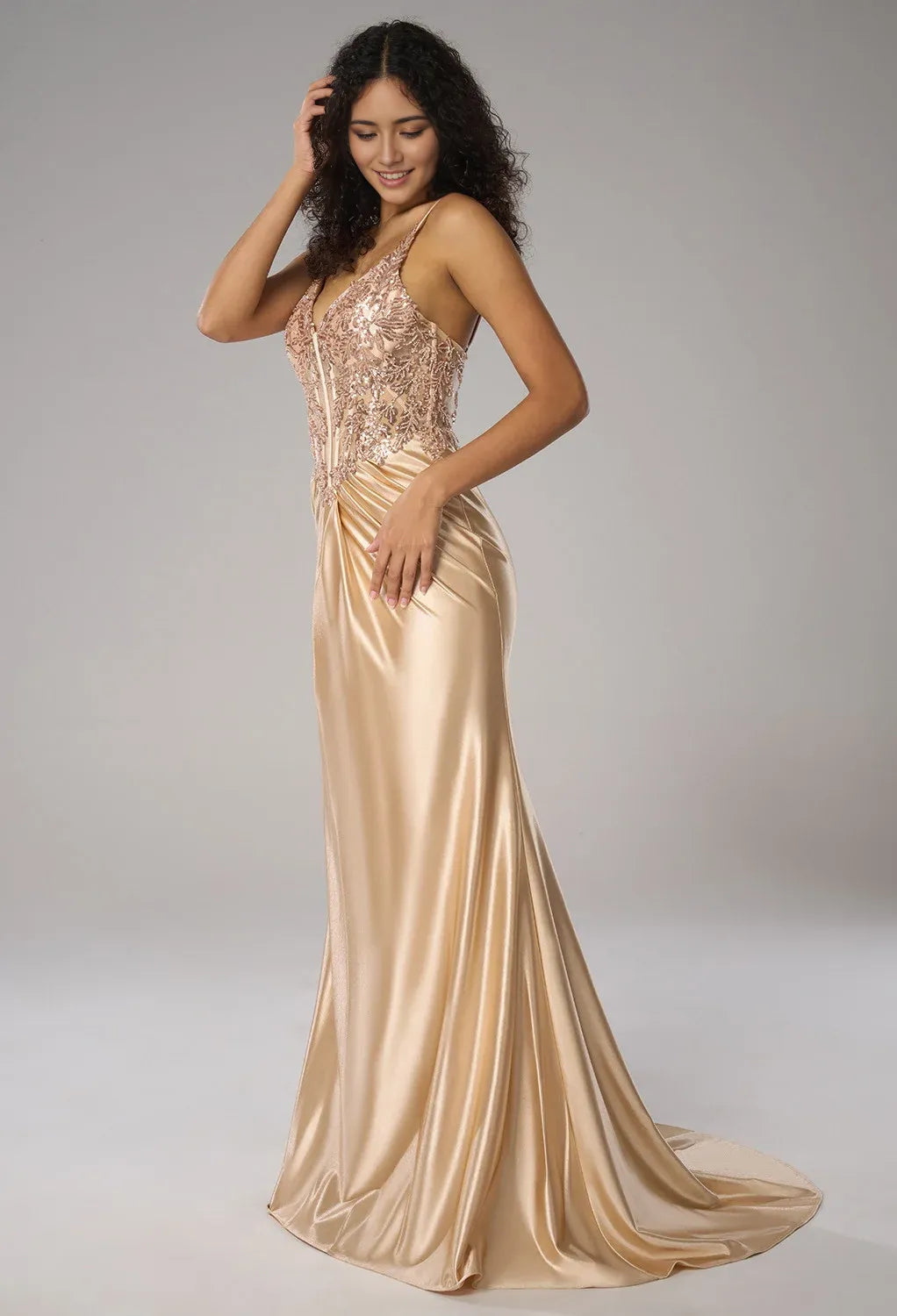 Mermaid V-Neck Floor Length Spaghetti Straps Prom Dresses Sleeveless Off the Shoulder Evening Dresses Price