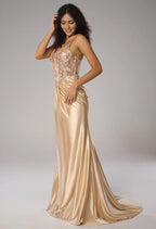 Mermaid V-Neck Floor Length Spaghetti Straps Prom Dresses Sleeveless Off the Shoulder Evening Dresses Price
