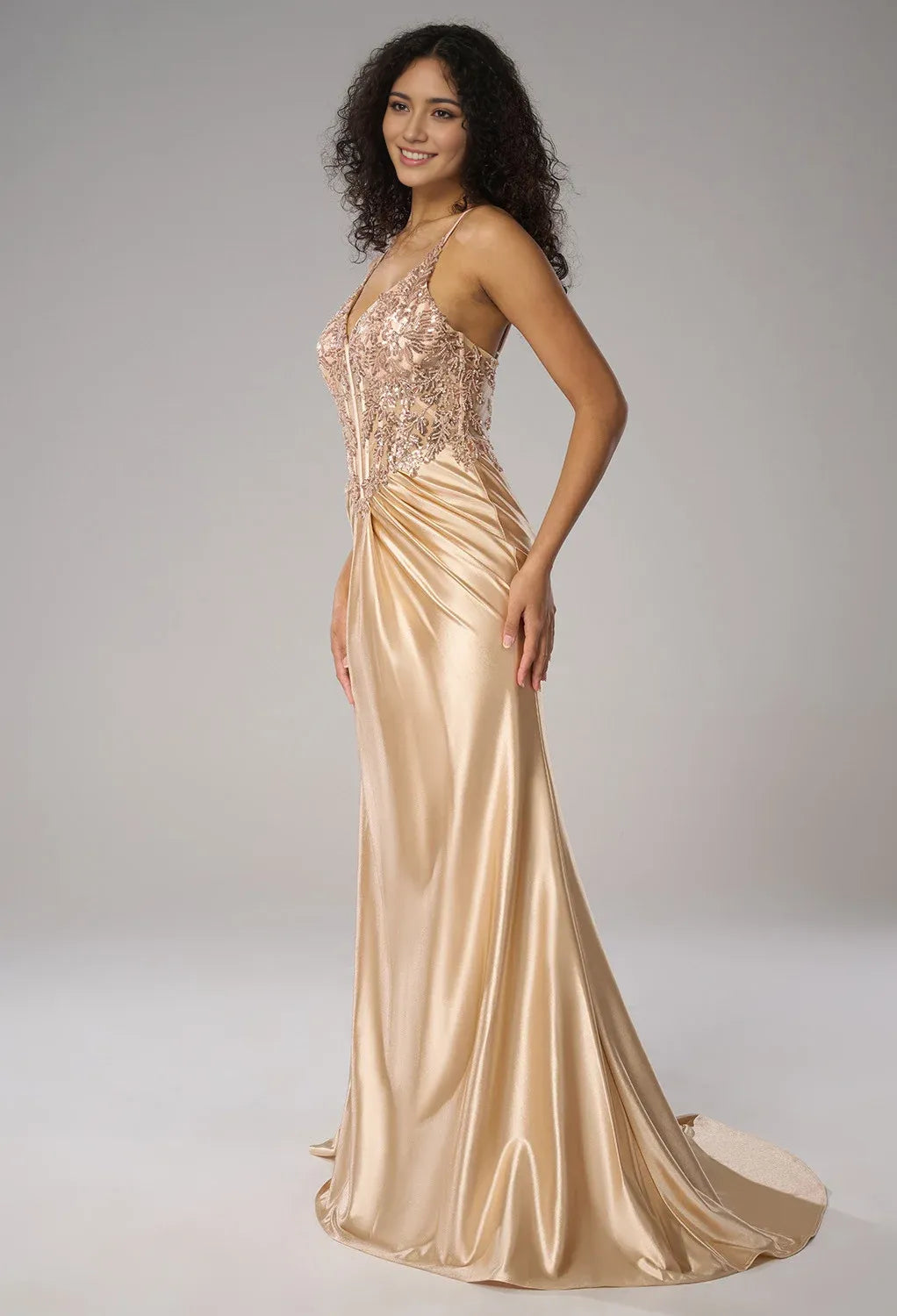 Mermaid V-Neck Floor Length Spaghetti Straps Prom Dresses Sleeveless Off the Shoulder Evening Dresses Price
