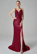 Mermaid V-Neck Floor Length Spaghetti Straps Prom Dresses Sleeveless Cheap Glitter Evening Party Dresses