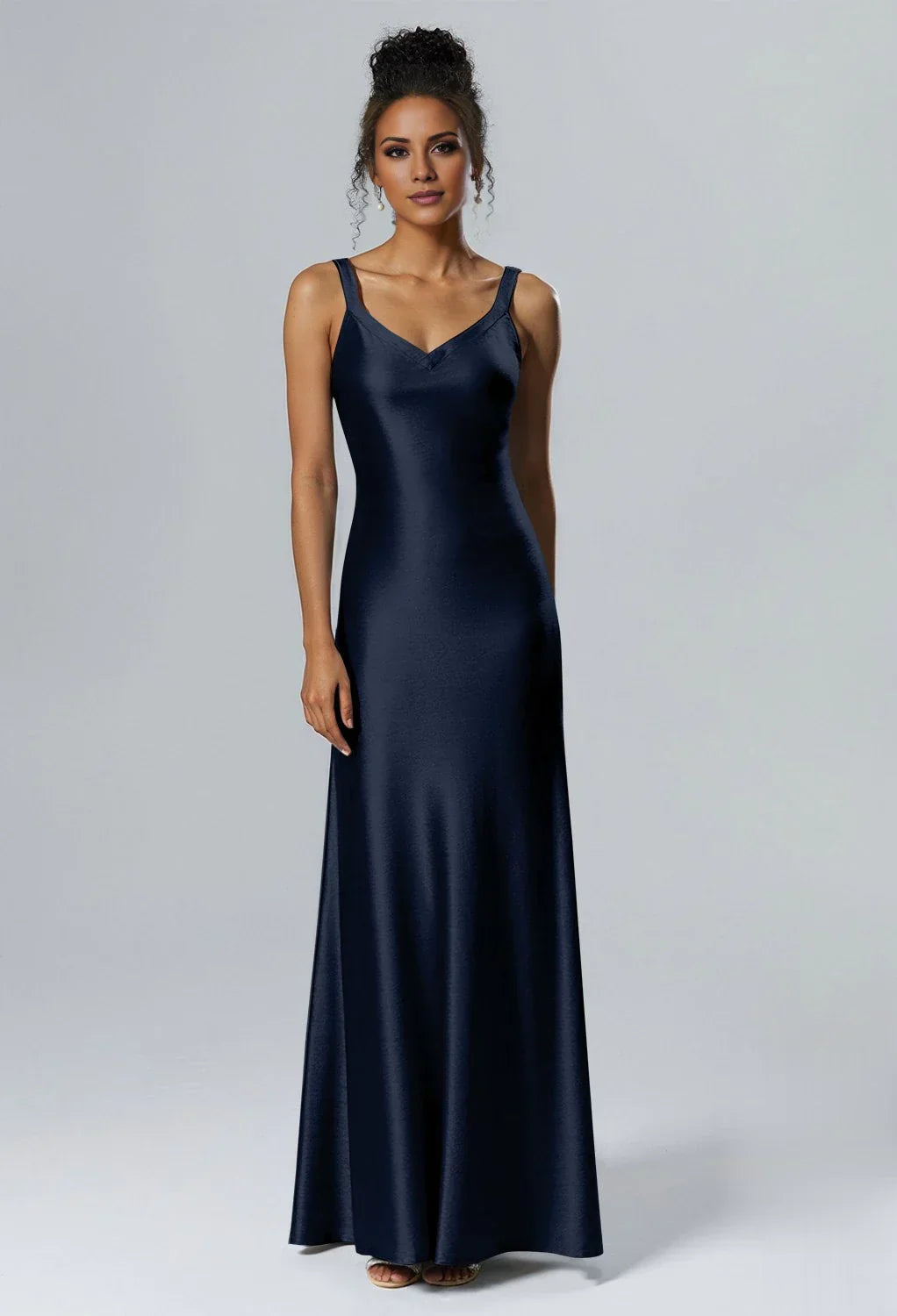 Elegant Mermaid V-Neck Sleeveless Back Zipper  Floor Length Bridesmaid Dresses