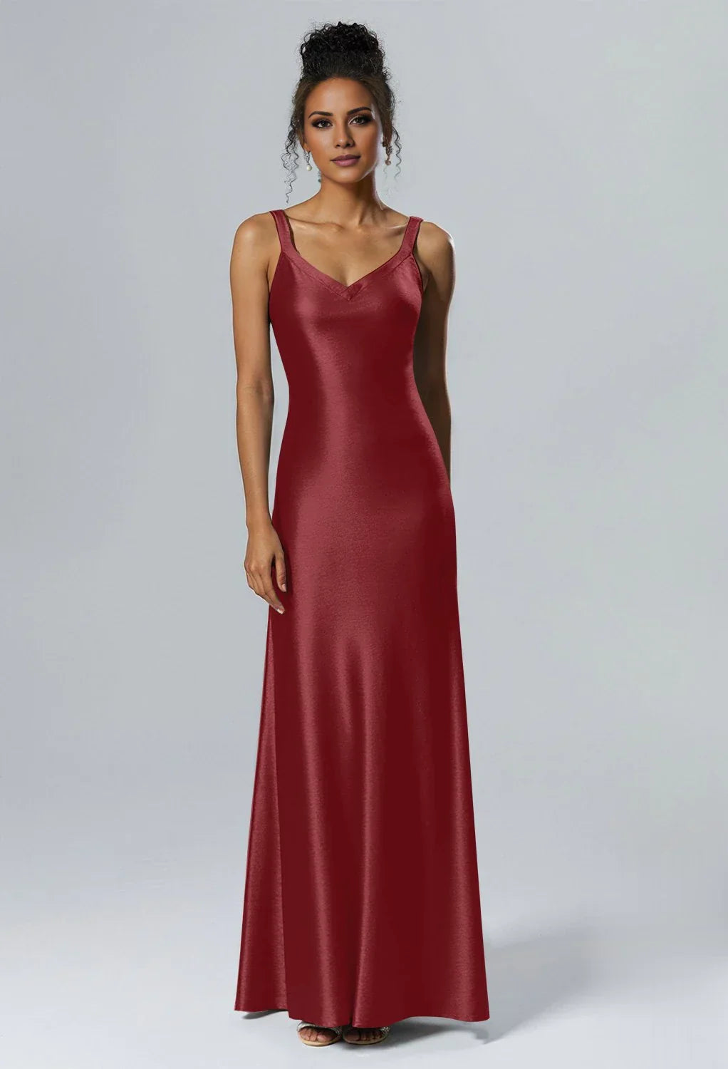 Elegant Mermaid V-Neck Sleeveless Back Zipper  Floor Length Bridesmaid Dresses