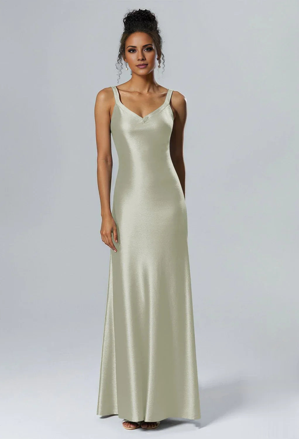 Elegant Mermaid V-Neck Sleeveless Back Zipper  Floor Length Bridesmaid Dresses