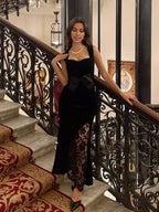 Mermaid V Neck Sleeveless Back Zip Floor-Length Evening Dress