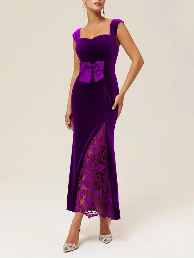 Mermaid V Neck Sleeveless Back Zip Floor-Length Evening Dress