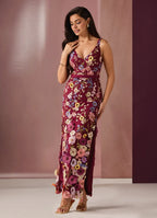 Mermaid V Neck Sleeveless Zipper Up Floor-Length Evening Dress