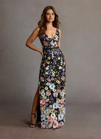 Mermaid V Neck Sleeveless Zipper Up Floor-Length Evening Dress
