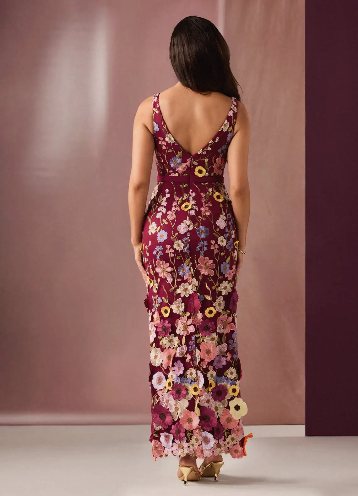 Mermaid V Neck Sleeveless Zipper Up Floor-Length Evening Dress