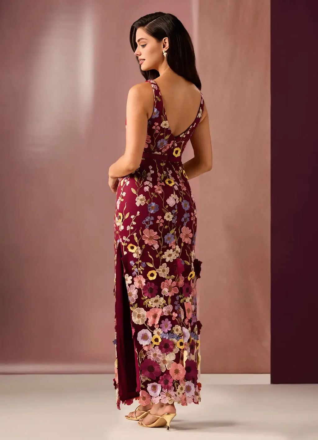 Mermaid V Neck Sleeveless Zipper Up Floor-Length Evening Dress