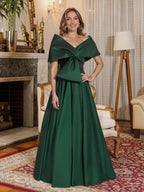 Off-The-Shoulder Sleeveless A-Line Pleated Floor-Length Evening Dress