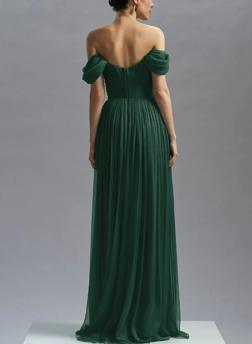 Off-The-Shoulder Sleeveless A-Line Slit Sweep Train Prom Dress