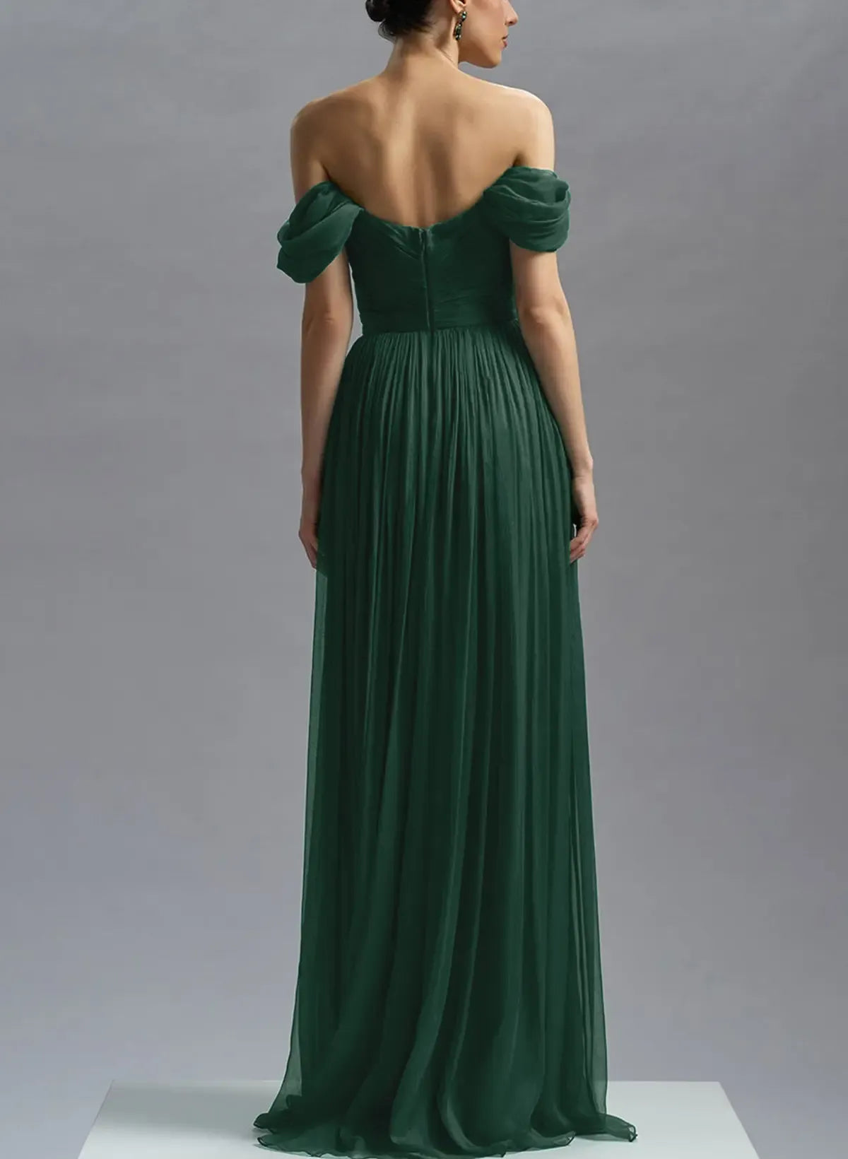 Off-The-Shoulder Sleeveless A-Line Slit Sweep Train Prom Dress