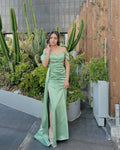 Off Shoulder Sleeveless Mermaid Prom Dress With Slit