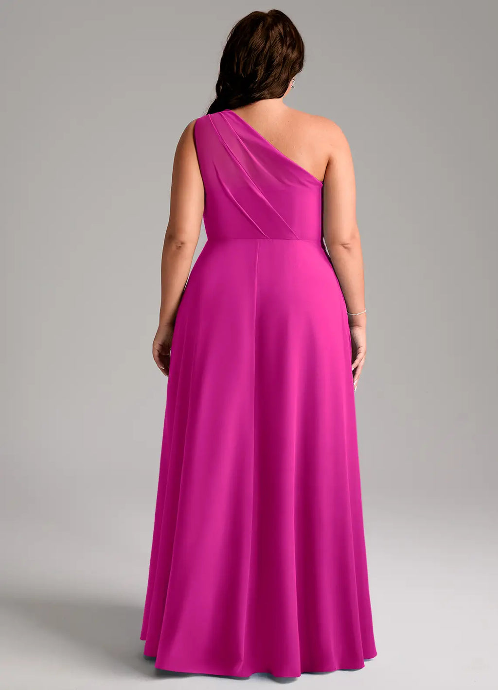 Elegant One-Shoulder Draped Bodice Pocketed High Slit Floor-Length Bridesmaid Dresses