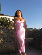 Elegant Prom Dress Satin Mermaid Gown with Spaghetti Straps and Open Back for Formal Events