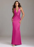 Elegant Satin Bridesmaid Dresses with Halter Neck and Twisted Front Detailing