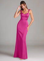 Elegant Satin Bridesmaid Dresses with Sweetheart Neck and Pleated Shoulder Detailing