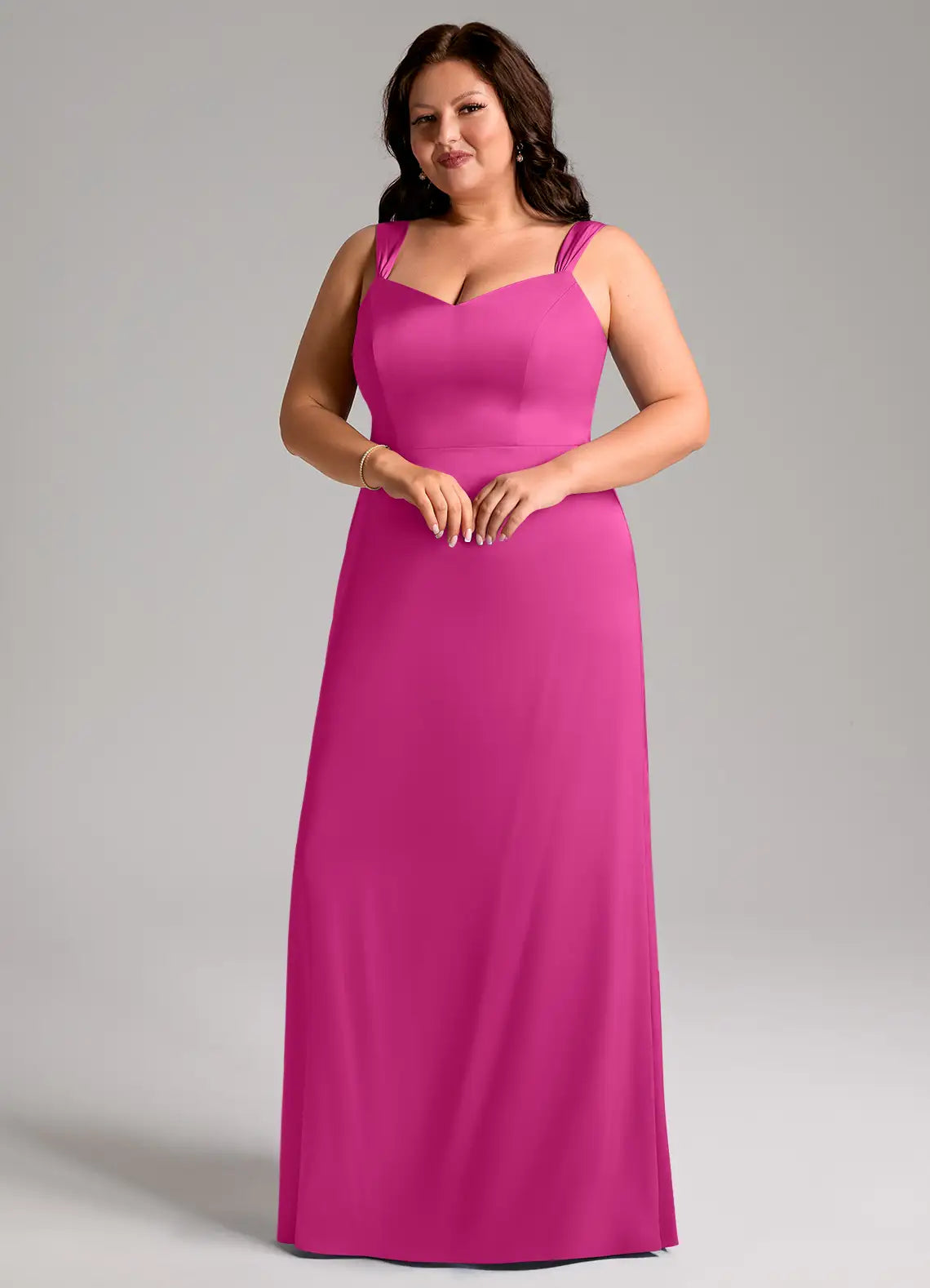 Elegant Satin Bridesmaid Dresses with Sweetheart Neck and Pleated Shoulder Detailing