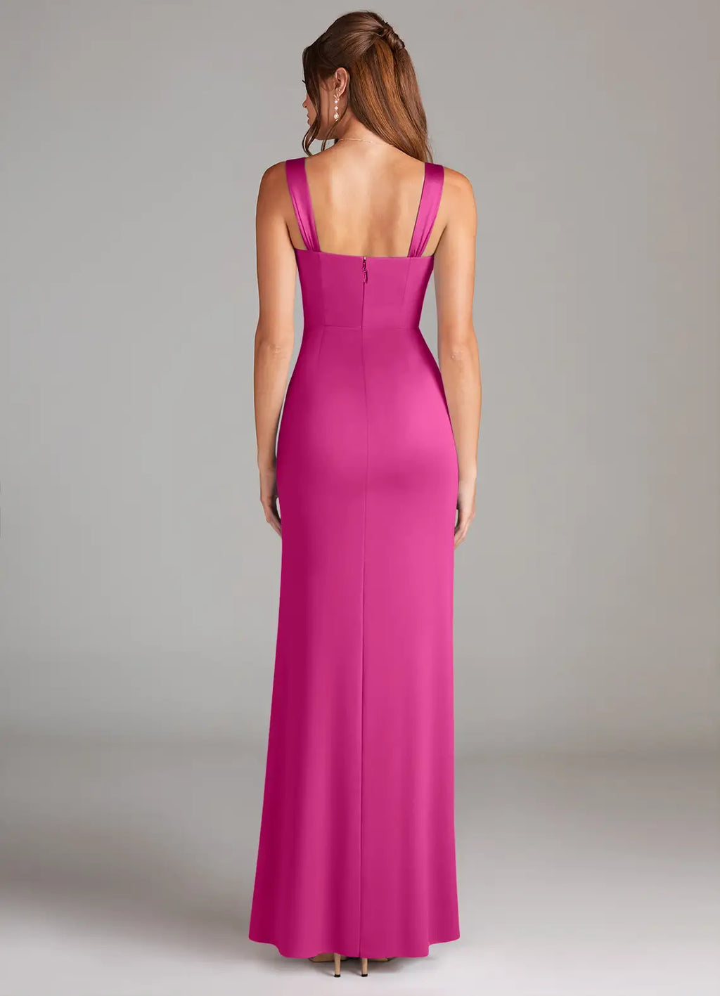 Elegant Satin Bridesmaid Dresses with Sweetheart Neck and Pleated Shoulder Detailing