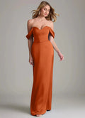 Elegant Satin Off-Shoulder Sweetheart Corset Bodice Floor-Length Bridesmaid Dress