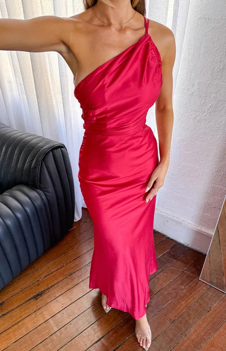 Sheath/Column Asymmetrical Neck Sleeveless Cowl Back Floor-Length Prom Dress