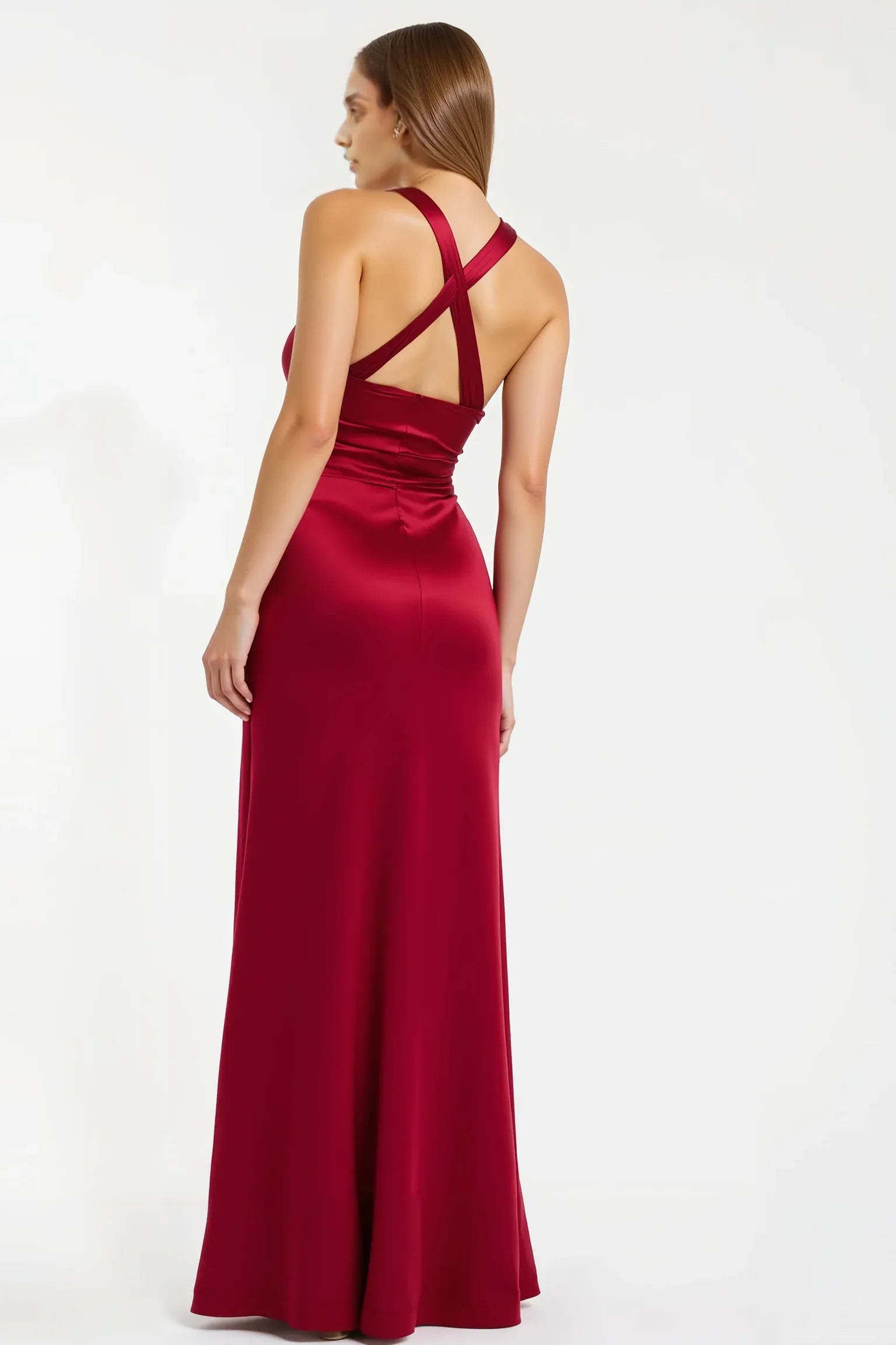 Sheath/Column Cold Shoulder Sleeveless Floor-Length Prom Dress