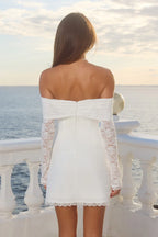 Sheath/Column Off the shoulder Long Sleeve Zipper Up Short-Mini Homecoming Dress