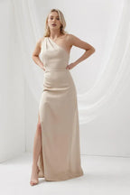 Sheath/Column One Shoulder Sleeveless Floor-Length Prom Dress