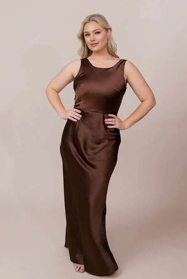 Sheath/Column Scoop Neck Sleeveless Backless Floor-Length Prom Dress