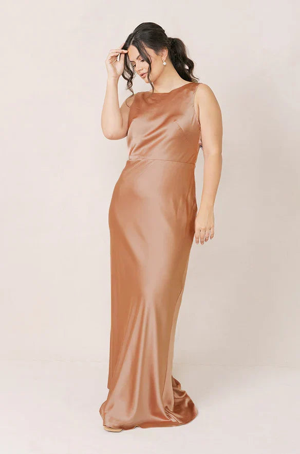 Sheath/Column Scoop Neck Sleeveless Backless Floor-Length Prom Dress