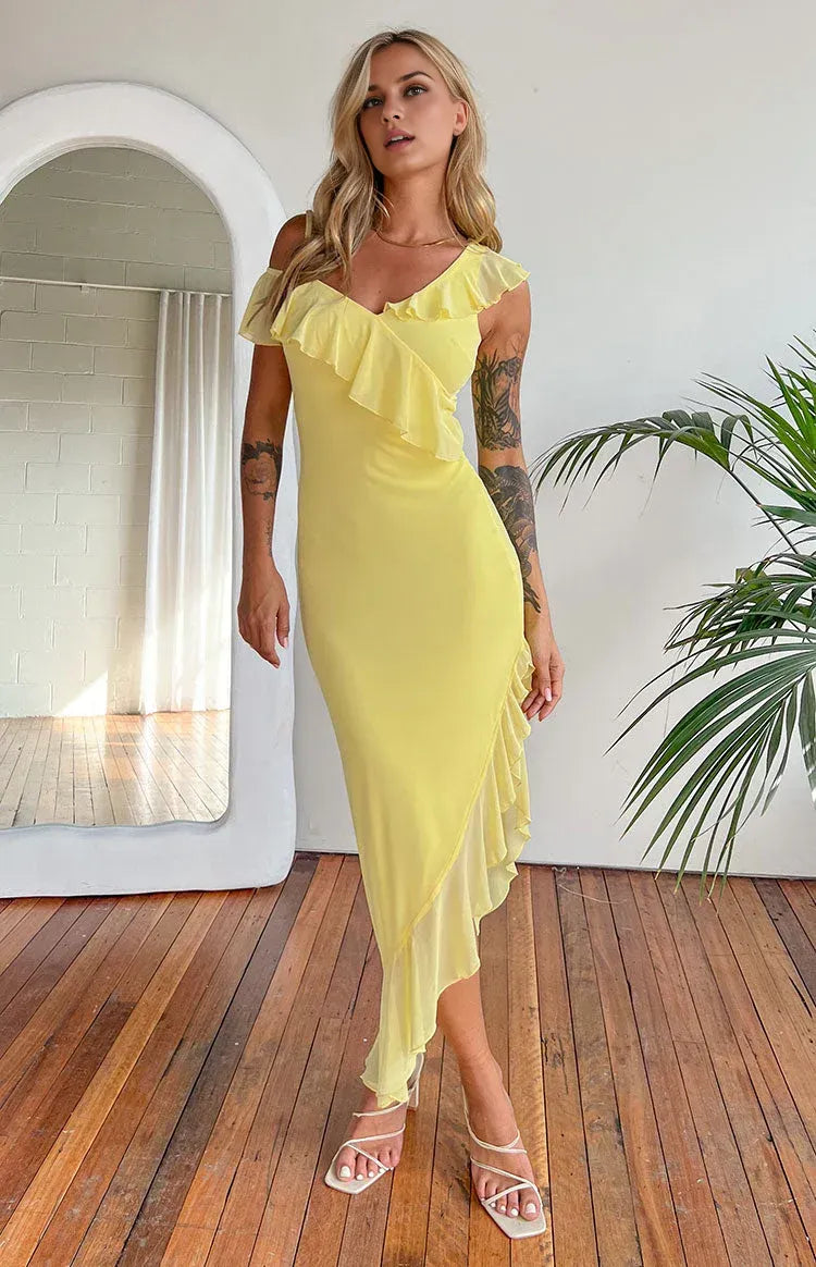 Sheath/Column Spaghetti Straps Sleeveless Backless Asymmetrical Length Prom Dress