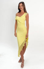 Sheath/Column Spaghetti Straps Sleeveless Backless Asymmetrical Length Prom Dress