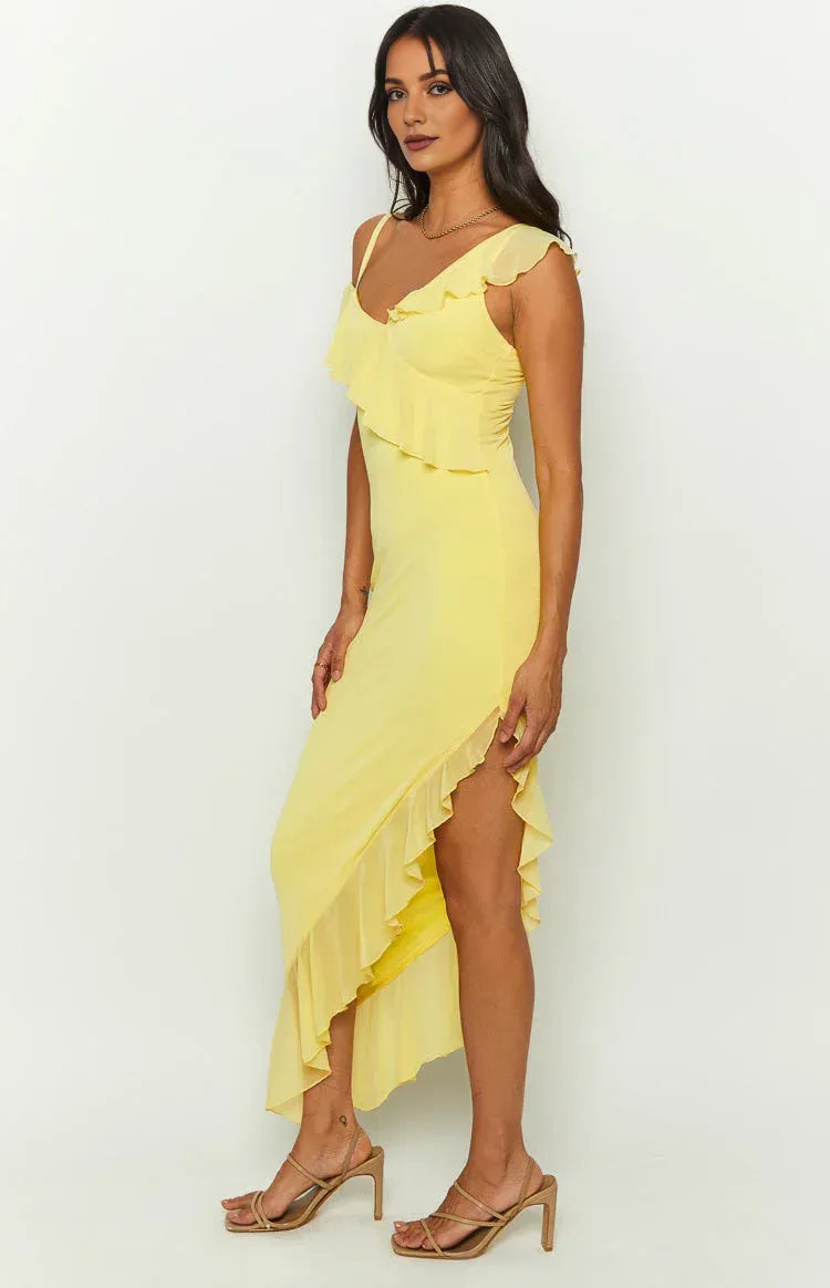 Sheath/Column Spaghetti Straps Sleeveless Backless Asymmetrical Length Prom Dress