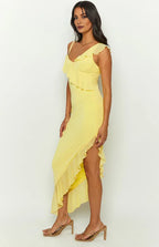 Sheath/Column Spaghetti Straps Sleeveless Backless Asymmetrical Length Prom Dress