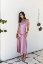 Sheath/Column Square Neck Sleeveless Crisscross Back Ankle-Length Prom Dress