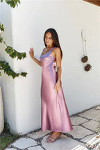 Sheath/Column Square Neck Sleeveless Crisscross Back Ankle-Length Prom Dress