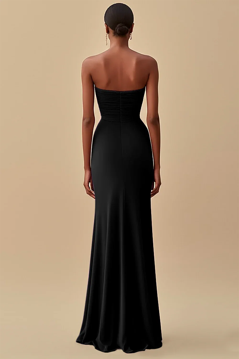 Sheath/Column Strapless Sleeveless Floor-Length Evening Dress