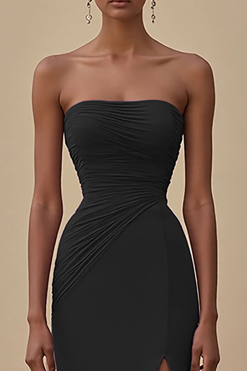 Sheath/Column Strapless Sleeveless Floor-Length Evening Dress