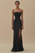 Sheath/Column Strapless Sleeveless Floor-Length Evening Dress