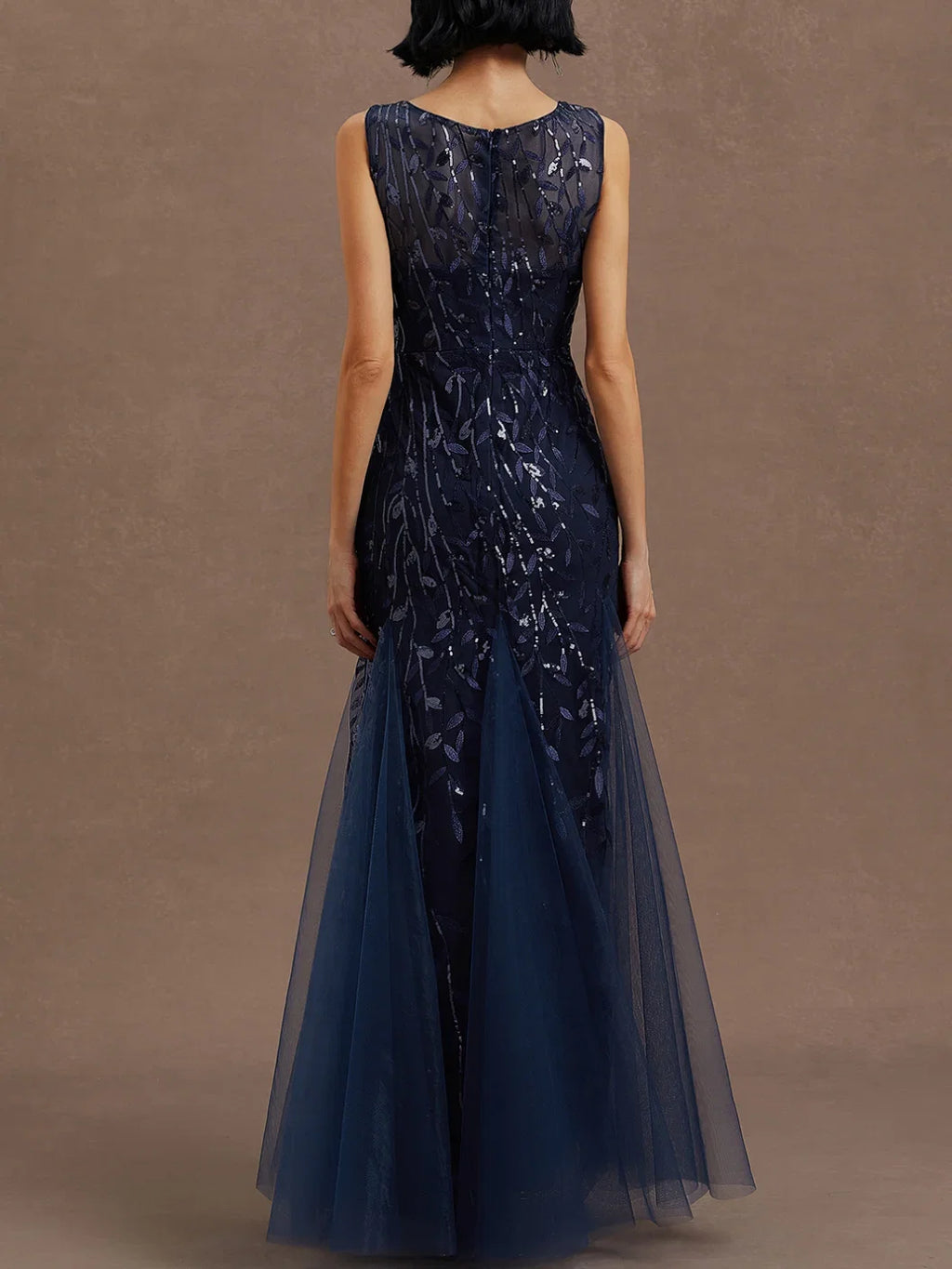 Sheath Crew Neck Sleeveless Zipper Up Floor-Length Prom Dress