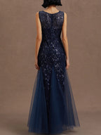 Sheath Crew Neck Sleeveless Zipper Up Floor-Length Prom Dress