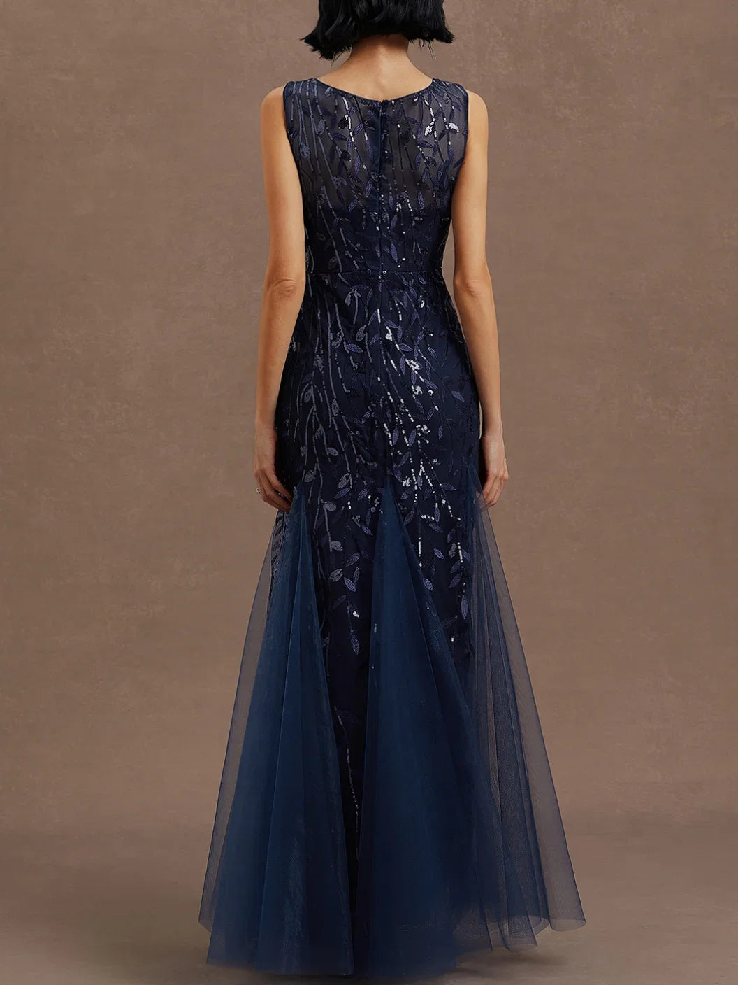 Sheath Crew Neck Sleeveless Zipper Up Floor-Length Prom Dress
