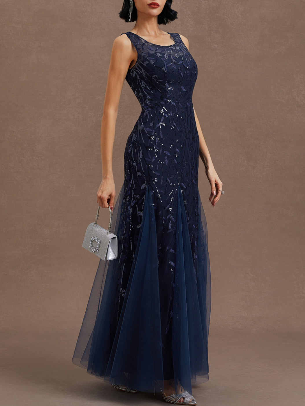 Sheath Crew Neck Sleeveless Zipper Up Floor-Length Prom Dress