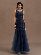 Sheath Crew Neck Sleeveless Zipper Up Floor-Length Prom Dress