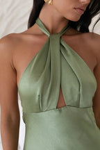 Sheath Halter Neck Sleeveless Open Back Ankle-Length Cocktail Dress