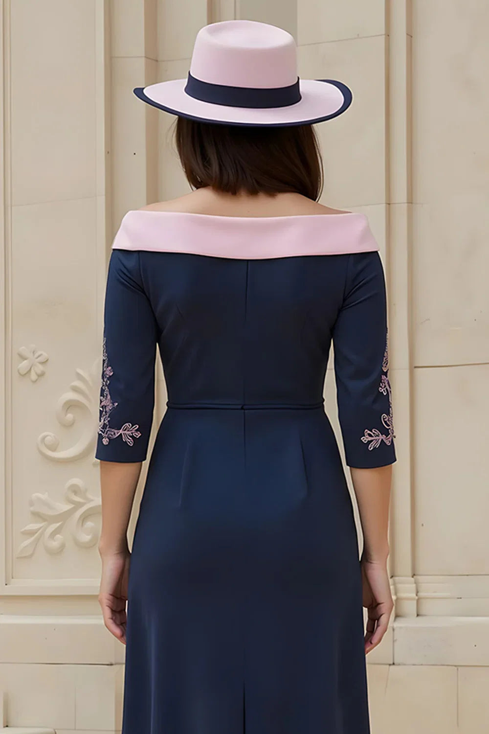 Sheath Off The Shoulder Short Sleeve Zipper Up Tea-Length Mother of the Bride Dress