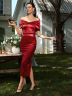 Sheath Off The Shoulder Sleeveless Backless Ankle-Length Evening Dress
