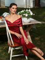 Sheath Off The Shoulder Sleeveless Backless Ankle-Length Evening Dress