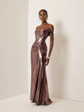 Sheath Off The Shoulder Sleeveless Up Floor-Length Evening Dress